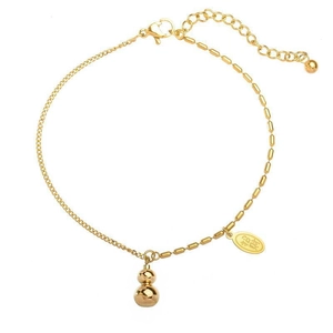 18K gold plated gourd anklet with auspicious Lucky charm on minimalist chain