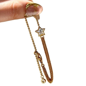 Elegant gold comet zircon star bracelet with multi-layer tassel chains for women