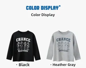 Dettaglio maglie maniche lunghe bambino con grafiche orso in nero e grigio melange