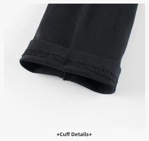 Gros plan détaillé du poignet en coton noir renforcé avec coutures à double aiguille