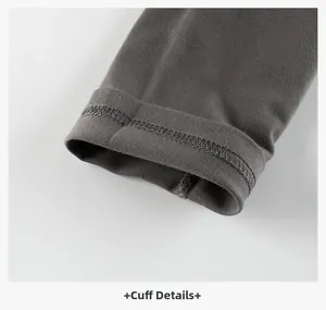 Macro shot of grey cotton knit cuff featuring durable double-stitch reinforced seams