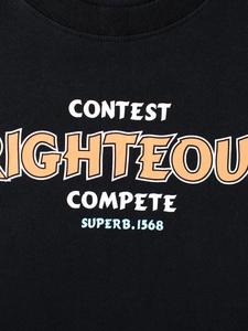 T-shirt manches longues en coton noir pour enfants avec motifs CONTEST et RIGHTEOUS
