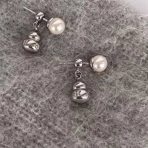 Artificial Pearl Gourd Drop Earrings New Chinese Style Copper Silver Plated Elegant Fashion Jewelry For Women