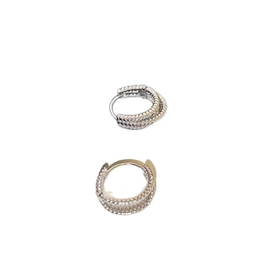 Chic multi-layer textured C-shape hoop earrings in silver and gold tone finishes