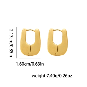 Minimalist matte gold U-shaped hoop earrings with brushed metal finish and hinge closure