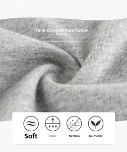 Macro shot of 180G combed cotton fabric showing soft grey knit texture and quality