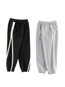 Kids Boys Girls Cotton French Terry Sweatpants Side Stripe Jogger Pants Autumn Winter Casual Sports Trousers Elastic Waist Soft Bottoms