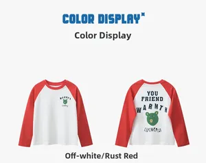 Vorder- und Rückansicht des Kinder-T-Shirts mit Raglanärmeln und grünem Bären-Print