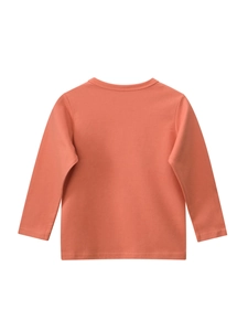T-shirt orange à manches longues pour filles en coton doux avec col rond classique