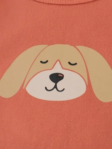 T-shirt à manches longues pour enfant en maille corail avec motif de chien de dessin animé