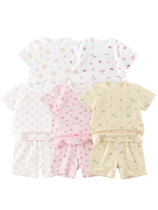 Ensemble Pyjama Été Enfant Coton Manches Courtes Haut Et Pantalon Imprimé Dessin Animé Arc-en-ciel Vêtements d'Intérieur