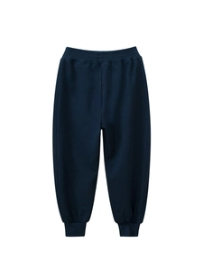 Kids navy blue joggers with elastic waist and ribbed cuffs for autumn sports wear