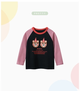 Close-up of raglan sleeve kids tee featuring cartoon bears and inspirational text print