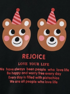Kids long sleeve black T-shirt featuring two cute bears and positive quote print