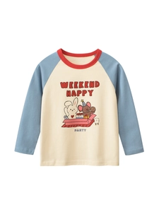 Mädchen Baumwolle Langarm T-Shirt Raglanärmel Cartoon Hase Bär Druck Casual Rundhals Pullover Tops Für Kinder