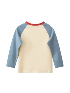 Langärmliges Raglan-T-Shirt für Mädchen aus Baumwolle mit hellblauen Ärmeln