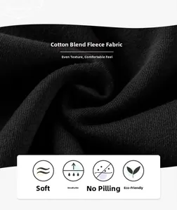 Close-up of soft black fleece cotton fabric showing breathable and anti-pilling texture