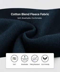 Detail of soft navy cotton blend fabric with warm fleece lining for kids apparel