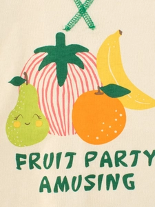 Kids long sleeve cream t-shirt with cute cartoon fruit party print for girls