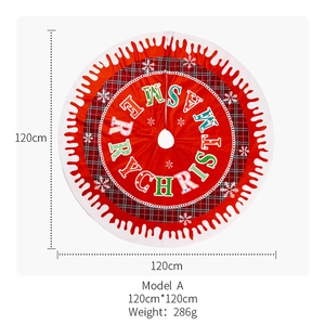 Detail view of 120cm Christmas tree skirt with Merry Christmas text and snowflake patterns