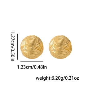 Minimalist gold ball stud earrings with spiral textured design for stylish women
