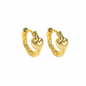 Elegant gold heart huggie hoop earrings with polished metallic finish for women