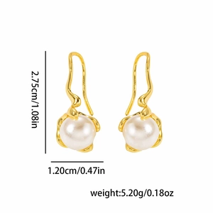 Irregular natural pearl drop earrings with 18k gold plated metal hoop details