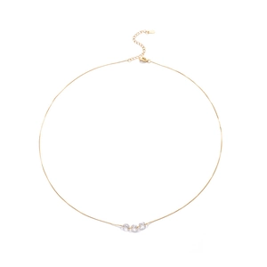 Elegant gold necklace with three micro-paved crystals and adjustable lobster clasp