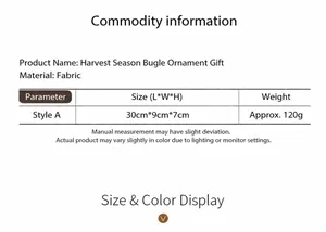 Detailed size chart for sunflower gnome plush showing 30x9x7cm fabric dimensions