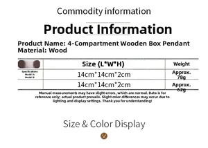 Size chart showing dimensions and weight for Independence Day 4-grid wooden pendants