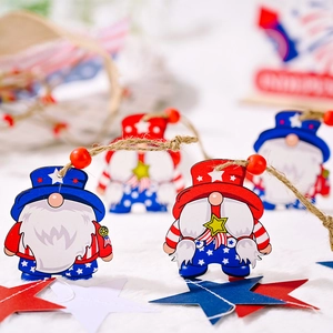 Patriotic Independence Day wooden gnomes with red, white, blue stars and stripes