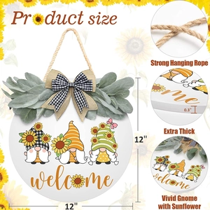 Detailed view of 12-inch sunflower welcome sign showing 0.3-inch thickness and print