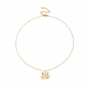 Collier crabe doré exquis avec zircons pavés étincelants et chaîne réglable