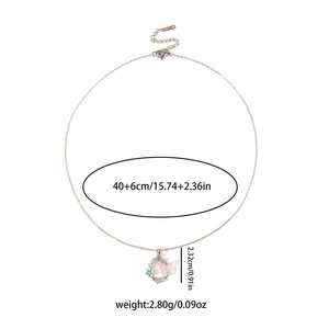 Collier couronne de fleurs papillon en émail avec cristaux et chaîne ajustable