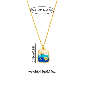 Detail view of gold starfish necklace with dimensions 40cm length and 2.35cm pendant size