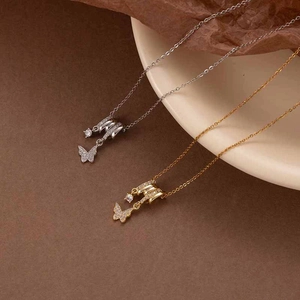 Elegante Halsketten mit Schmetterlings-Zirkonia-Anhänger in Gold und Silber