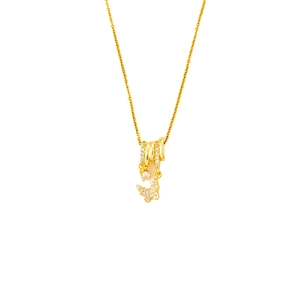 Elegante goldene Schmetterlingskette aus Titanstahl mit funkelndem Zirkonia-Anhänger für Damen