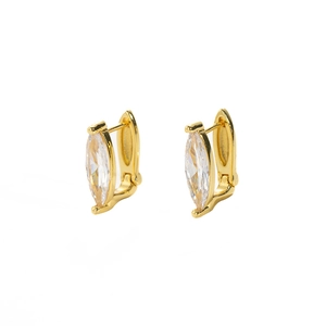Boucles d'oreilles minimalistes en zircon marquise dorées avec fermeture à levier sûre