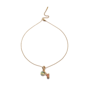 Collier chic en acier titane doré avec pendentif train en émail coloré pour femme