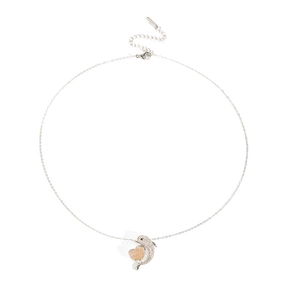 Elegant silver whale necklace with heart zircon pendant on minimalist chain