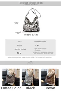 Detailed size and material guide for leopard print composite fabric tote bag