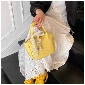 Women Sweet Bow Handbag Litchi Grain PU Leather Crossbody Bag With Artificial Pearl Charm Elegant Small Square Shoulder Bag Dating