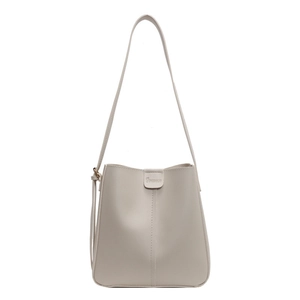 Sac seau blanc crème minimaliste pour femme avec coutures fines et fine bandoulière