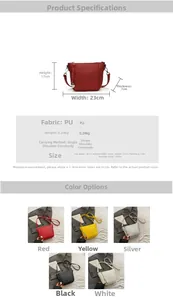 Detailed size chart and specifications for small lychee texture PU crossbody bucket bag