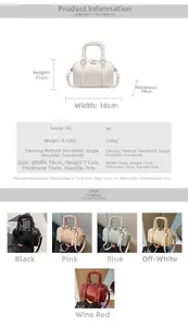 Detailed size chart and multi-color selection for this vintage PU Boston handbag