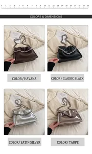 Fashion handbag collection in brown, black, silver and gold with stylish chain straps