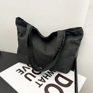 Women Large Capacity Canvas Tote Bag Minimalist Denim Texture Shoulder Bag Casual Shopping Handbag Urban Commuter Bag
