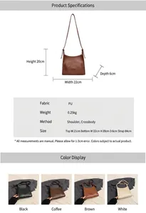 Detailed size specifications and weight info for this stylish PU leather shoulder bag