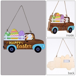 Detailed views of light-up Easter truck sign showing front design, side and battery pack