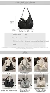 Tabella taglie e opzioni colore per borsa hobo in pelle PU con texture morbida